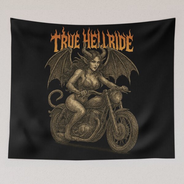 Item preview, True Hellride – Demonic Biker Woman Artwork designed and sold by Neon Nightmare.