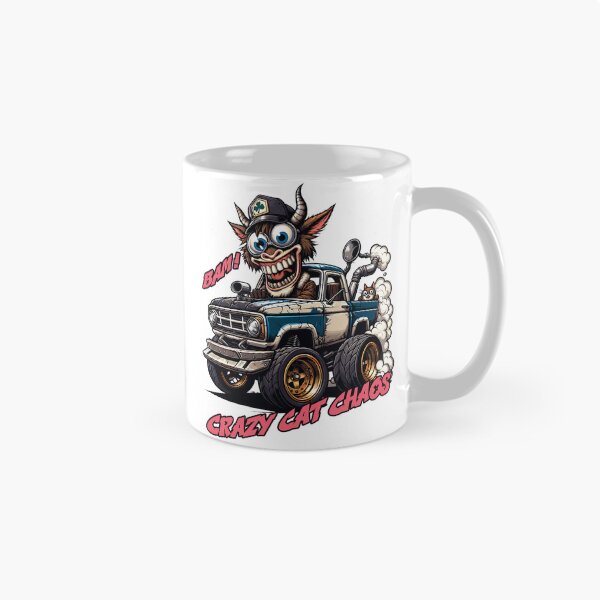 Aperçu de l'œuvre Crazy Cat Chaos – Chat sauvage de dessin animé conduisant un Monster Truck créée et vendue par pixelprodigy04.