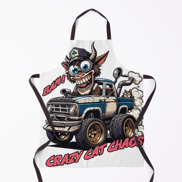 Item preview, Crazy Cat Chaos – Wild Cartoon Cat Driving Monster Truck designed and sold by pixelprodigy04.
