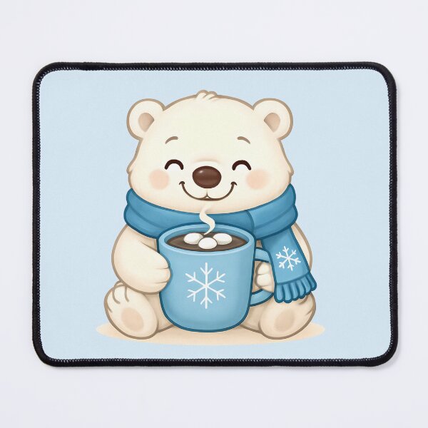 Item preview, Cute Polar Bear with Hot Chocolate – Cozy Winter Christmas Animal Gift for Cocoa and Bear Lovers designed and sold by SkyTastic.
