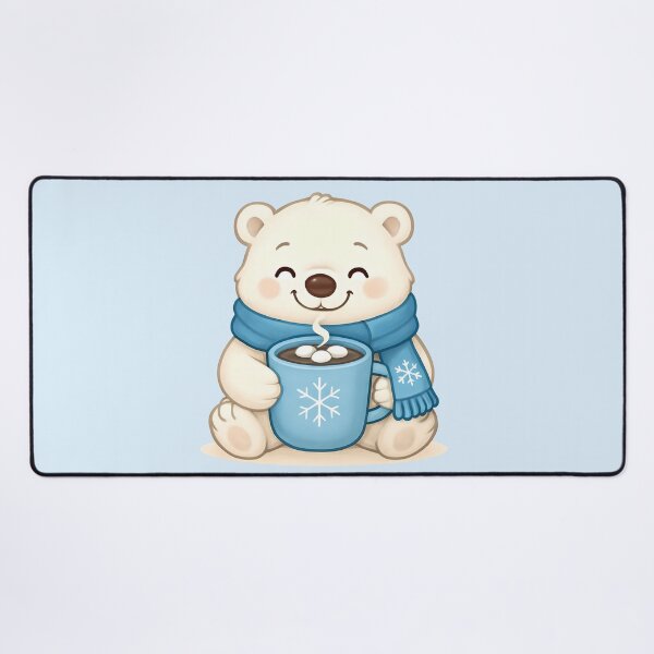 Item preview, Cute Polar Bear with Hot Chocolate – Cozy Winter Christmas Animal Gift for Cocoa and Bear Lovers designed and sold by SkyTastic.