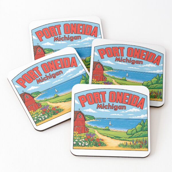 Item preview, Port Oneida Michigan Vintage Travel Decal  designed and sold by TheOldMittenIllustrated.
