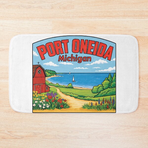 Item preview, Port Oneida Michigan Vintage Travel Decal  designed and sold by TheOldMittenIllustrated.
