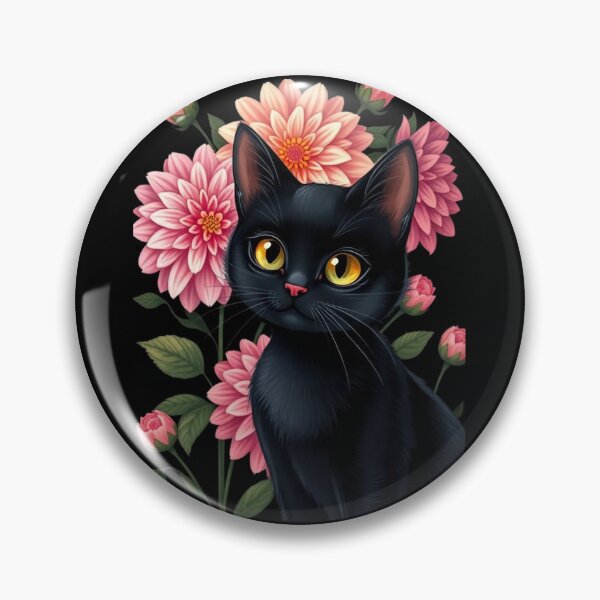 Item preview, Black cat with flowers n.3 designed and sold by Filotecnia.