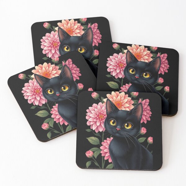 Item preview, Black cat with flowers n.3 designed and sold by Filotecnia.