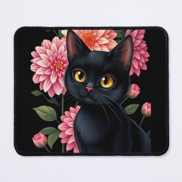 Item preview, Black cat with flowers n.3 designed and sold by Filotecnia.
