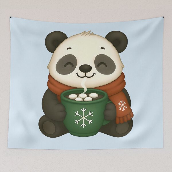 Item preview, Cozy Panda with Hot Chocolate – Cute Christmas Winter Animal Gift for Cocoa and Panda Lovers designed and sold by SkyTastic.