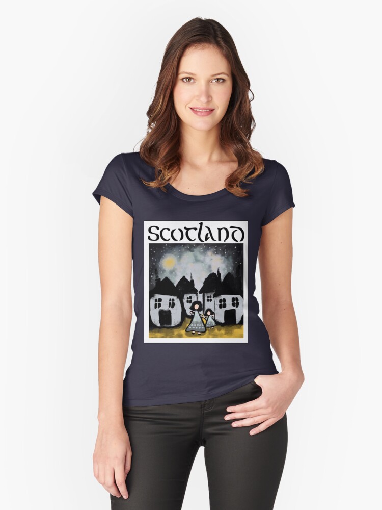 Thumbnail 1 of 3, Fitted Scoop T-Shirt, Scottish Girls designed and sold by macduffstudio.