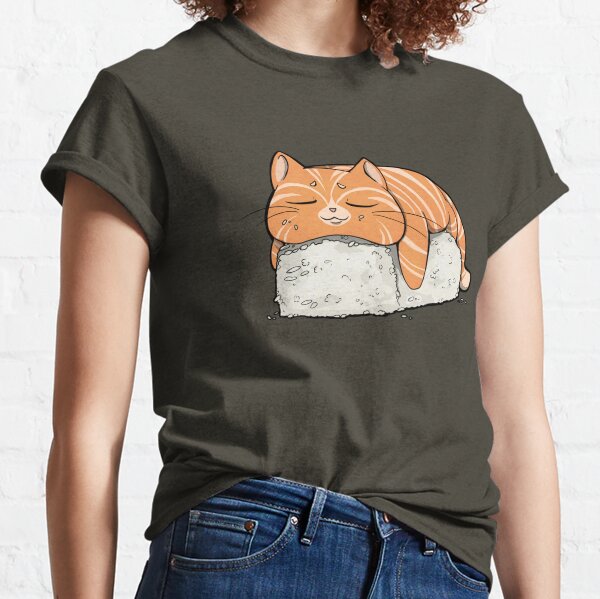 Sushi Lover Cat señora manga larga T-Shirt Cats Fun fish gato gatos amor busca 