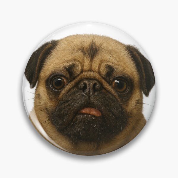 Item preview, Realistic Pug Portrait Design – Cute Funny Dog Face with Tongue Out designed and sold by FurEver Graphics.