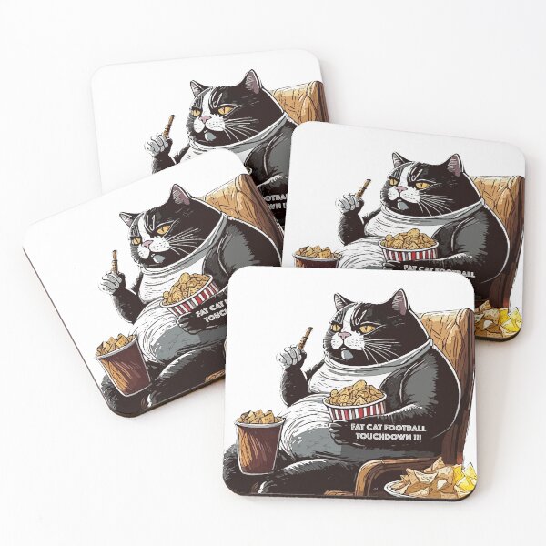 Item preview, A black and white Fat Cat watching football while munching on some chips designed and sold by ncNatureVisions.