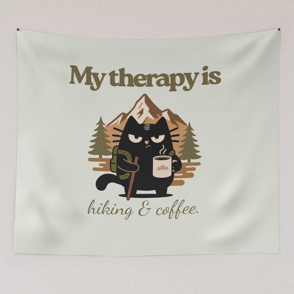 Item preview, Grumpy Cat Hiking & Coffee | Funny Hiking Therapy Lover Gift designed and sold by IAPICTURE.