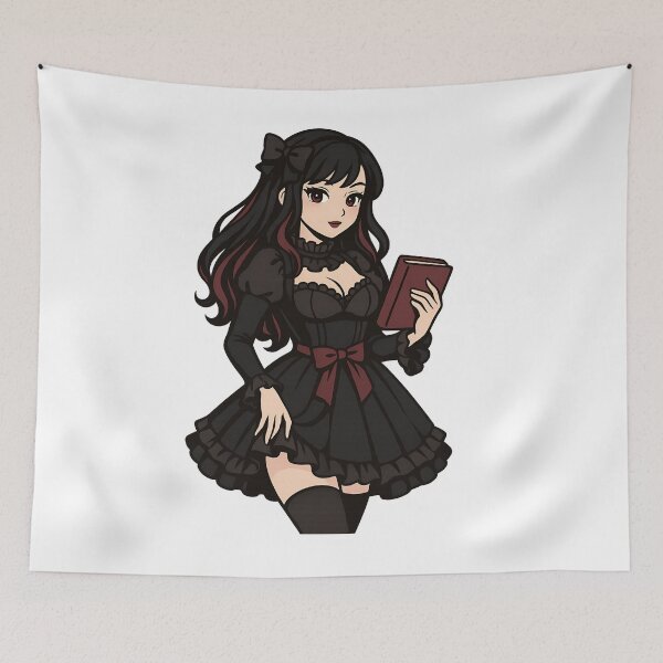 Aperçu de l'œuvre Fille gothique kawaii adorable et sombre, design artistique animé créée et vendue par StickyGuys.