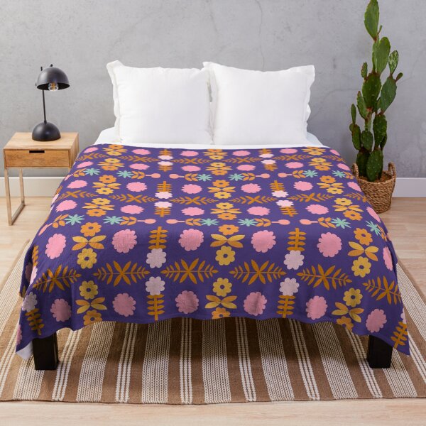 Item preview, Bright Geometric Scandi Floral on Blue designed and sold by springstdesign.