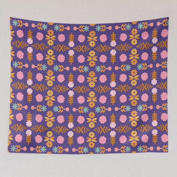 Item preview, Bright Geometric Scandi Floral on Blue designed and sold by springstdesign.