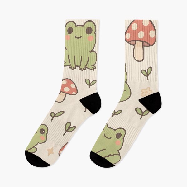 Item preview, Kawaii Frogs & Mushrooms Cottagecore Pattern designed and sold by StickyGuys.