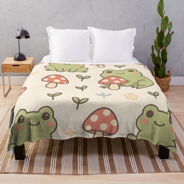 Item preview, Kawaii Frogs & Mushrooms Cottagecore Pattern designed and sold by StickyGuys.