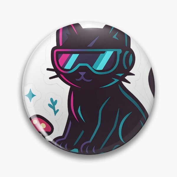 Artikelvorschau, Cyber Cat Hacker – Futuristisches Neon-Tech-Katzendesign entworfen und verkauft von StickyGuys.