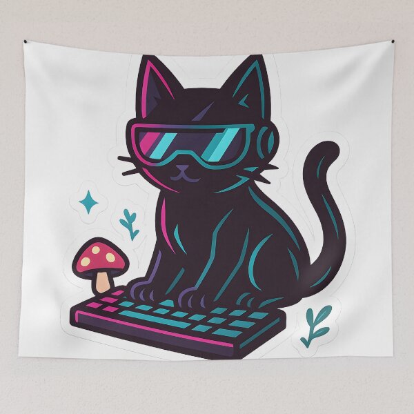 Item preview, Cyber Cat Hacker – Futuristic Neon Tech Cat Desgin  designed and sold by StickyGuys.