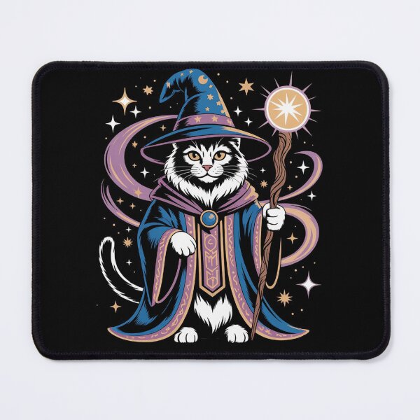 Item preview, Mystical Wizard Cat Fantasy T-Shirt,Enchanted Cat with Wizard Hat Graphic Tee designed and sold by PrintMod.