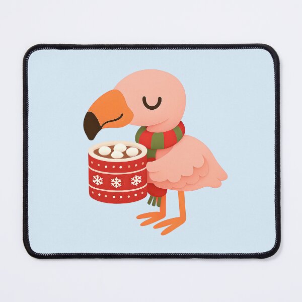 Item preview, Cute Flamingo with Hot Chocolate – Cozy Winter Christmas Bird Gift for Flamingo Lovers designed and sold by SkyTastic.