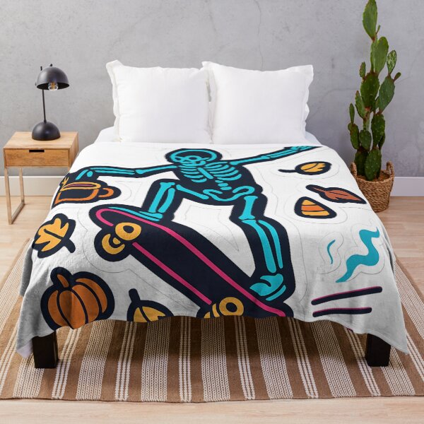 Item preview, Neon Skateboarding Skeleton – Retro Skate Vibes designed and sold by StickyGuys.