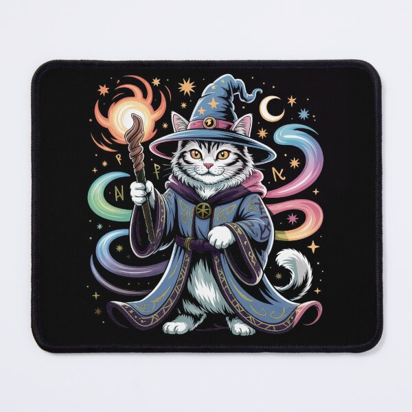 Item preview, Whimsical Wizard Kitty Cute Fantasy Shirt,Enchanted Feline Wizard Cosmic Energy Design designed and sold by PrintMod.