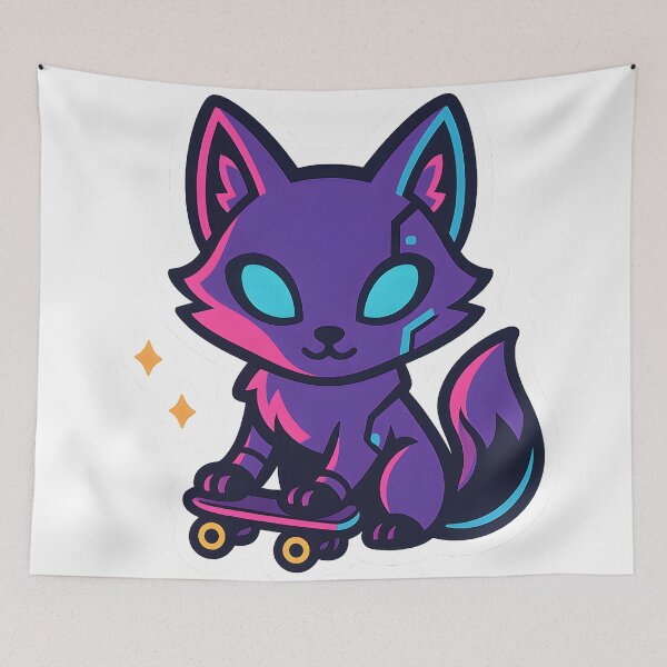 Item preview, Chibi Cyberpunk Fox – Neon Futuristic Desgin  designed and sold by StickyGuys.