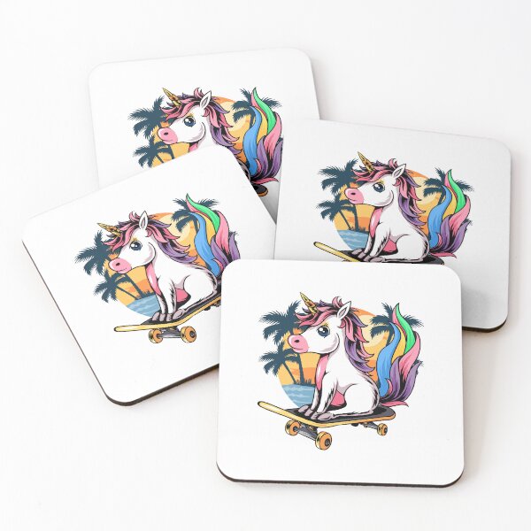 Item preview, Multicolored unicorn skateboard designed and sold by Joncasmiart.
