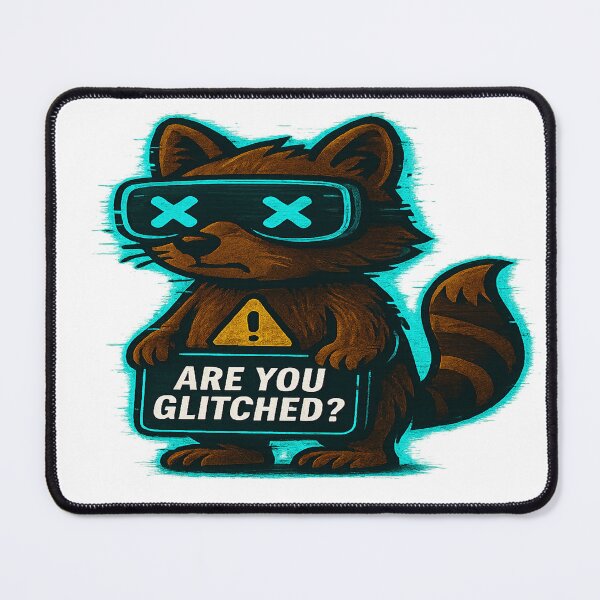 Item preview, Funny Cyber Raccoon - Are You Glitched? designed and sold by Derpy Lab .