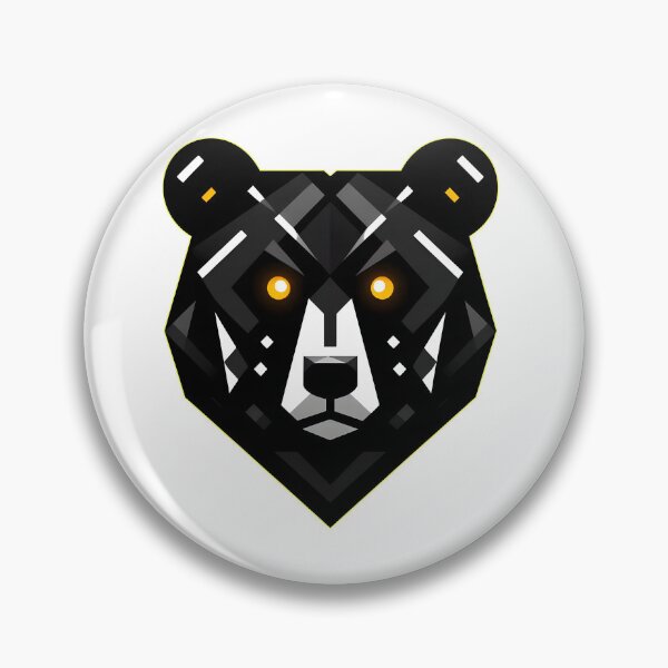 Item preview, Geometric Black Bear Head with Golden Eyes – Modern Animal Illustration designed and sold by JokesterTV777.