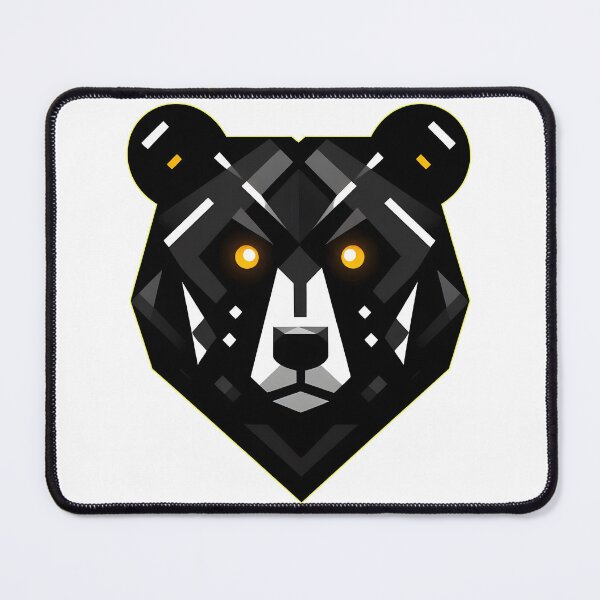 Item preview, Geometric Black Bear Head with Golden Eyes – Modern Animal Illustration designed and sold by JokesterTV777.