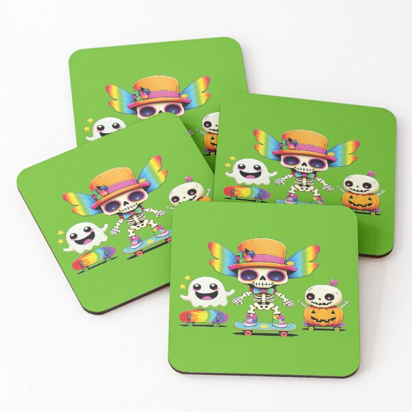 Item preview, Funny Skeleton Ghost Halloween Skate Crew – Spooky, Cute, and Ready to Roll! designed and sold by SingerNZ.
