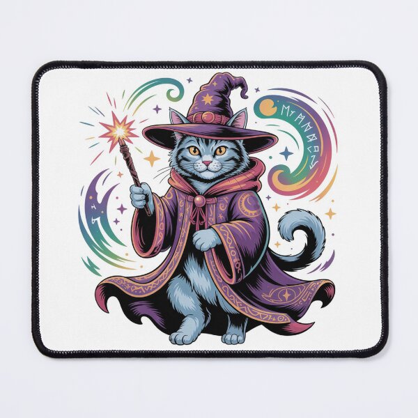 Item preview, Wizard Cat Enchanted Fantasy T-Shirt,Cute Magical Wizard Cat Illustration Shirt designed and sold by PrintMod.