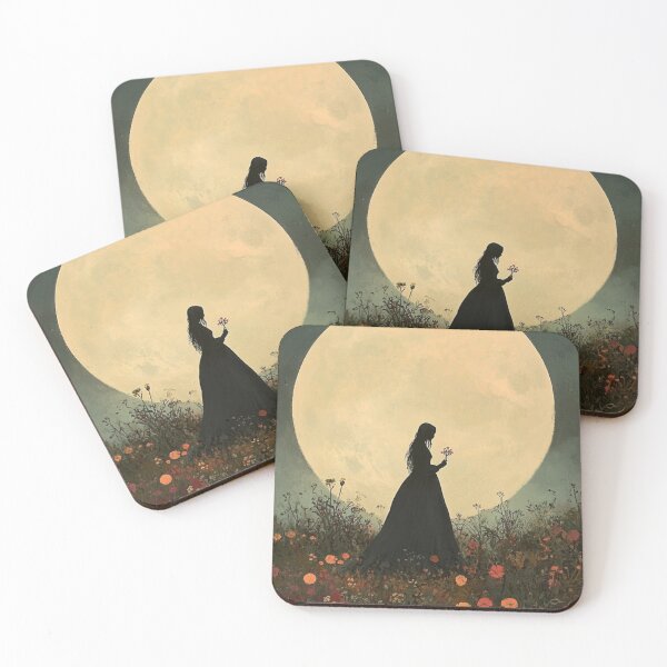 Item preview, Moonlight, Flowers, and a Girl in Black designed and sold by WhimsyWink.