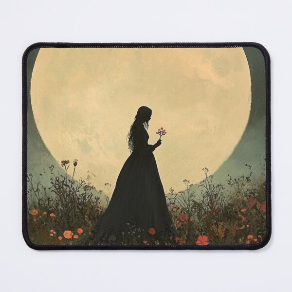 Item preview, Moonlight, Flowers, and a Girl in Black designed and sold by WhimsyWink.