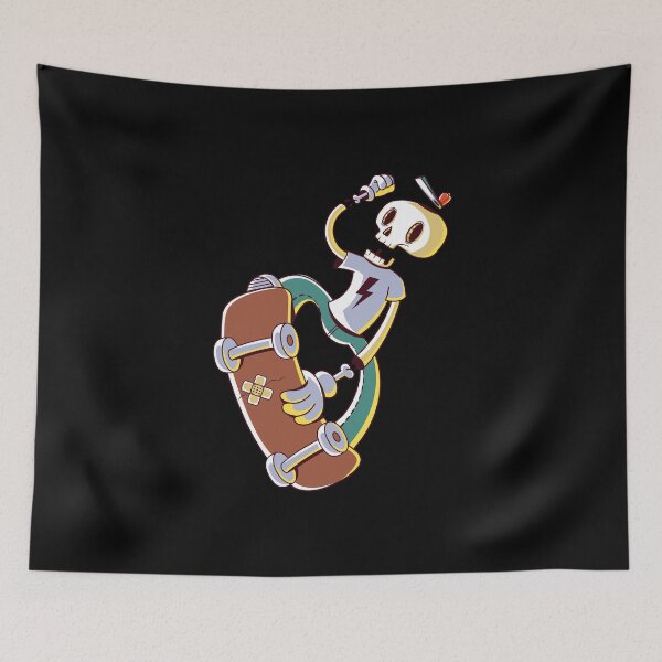 Item preview, Happy comical skeleton skateboarding designed and sold by Joncasmiart.