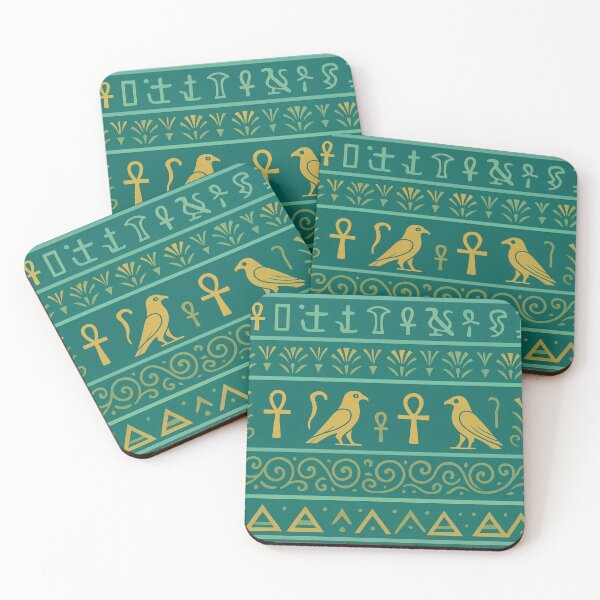 Item preview, Ancient Egyptian Pattern – Hieroglyphs, Ankh Symbols, Horus Falcon, Papyrus Flowers & Pyramids designed and sold by Queen Cleopatra.