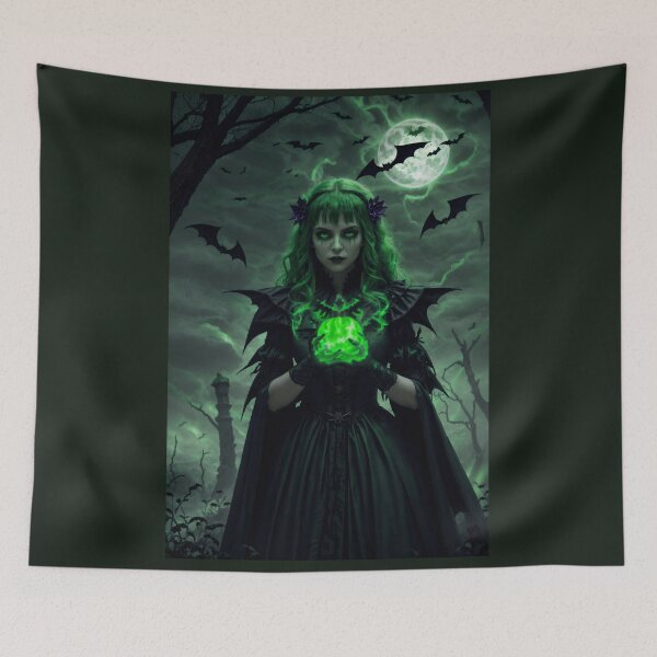 Item preview, Morrivane the Hollow Queen – Gothic Witch of the Green Flame designed and sold by GempArt.