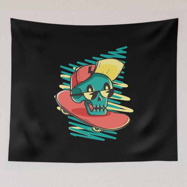 Item preview, Happy green skeleton comic skateboarding designed and sold by Joncasmiart.