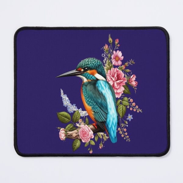 Item preview, Common Kingfisher with Romantic Vintage Florals designed and sold by BirdsnStuff.