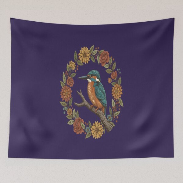 Item preview, Common Kingfisher in Vintage Cottagecore Style designed and sold by BirdsnStuff.