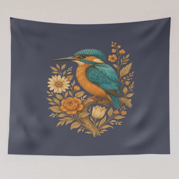 Item preview, Common Kingfisher with Rustic Autumn Charm Botanicals designed and sold by BirdsnStuff.