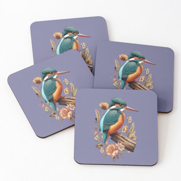 Item preview, Common Kingfisher with Vintage Floral Botanical Accents designed and sold by BirdsnStuff.
