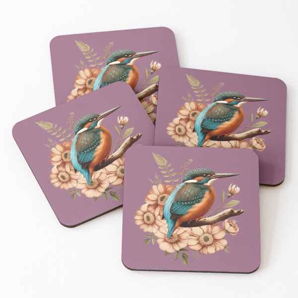 Item preview, Common Kingfisher with Vintage Rustic Autumn Florals designed and sold by BirdsnStuff.