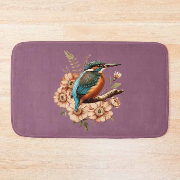 Item preview, Common Kingfisher with Vintage Rustic Autumn Florals designed and sold by BirdsnStuff.