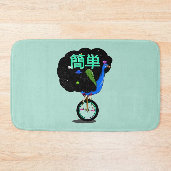 Item preview, Peacock riding a unicycle Japanese text Easy designed and sold by piedaydesigns.