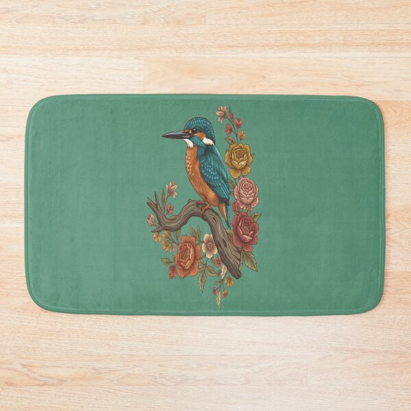 Item preview, Common Kingfisher on Rustic Vintage Floral Branch designed and sold by BirdsnStuff.