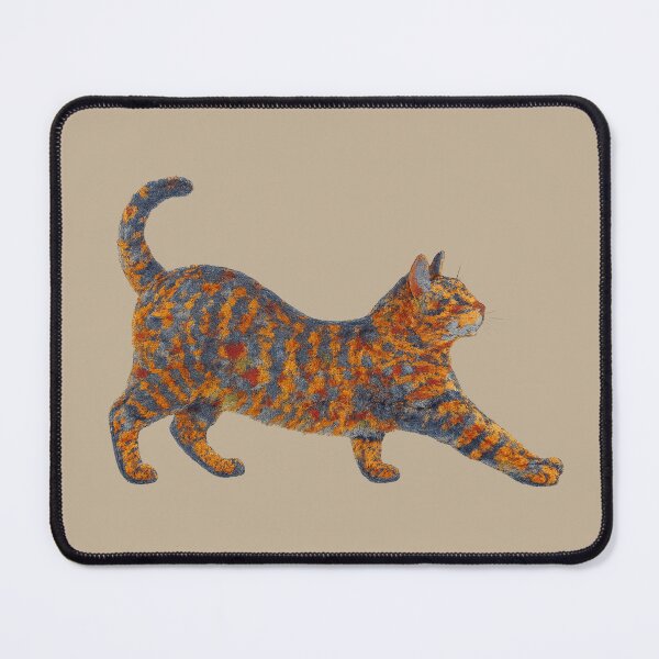 Item preview, Tabby Cat Stretching – Pointillist Painting designed and sold by NoRestDesigns.