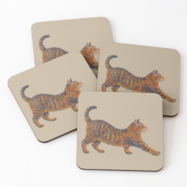 Item preview, Tabby Cat Stretching – Pointillist Painting designed and sold by NoRestDesigns.